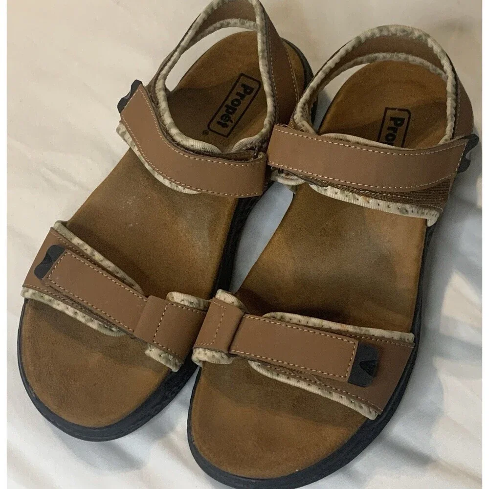 Propet Travelactiv Aspire Footbed Womens Brown Casual Sandals WST053P Size 8